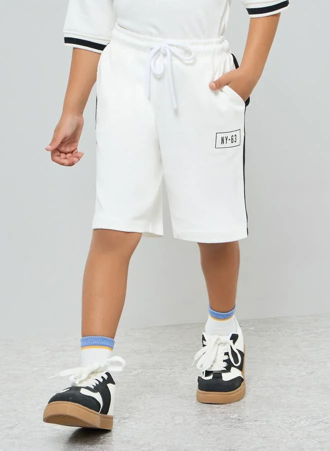 Styli Boys Off-White Cotton T-Shirt and Shorts Set